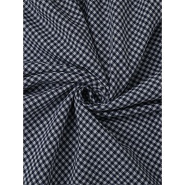 Women Gingham Plaid Crew Neck Casual Short Sleeve Dress