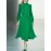 Contrast Puff Sleeve A-line Stand Collar Dress With Belt