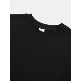 Mens Cartoon Duck Slogan Print Crew Neck Pullover Sweatshirts Winter