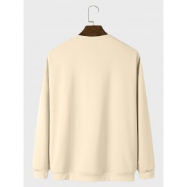 Mens Christmas Santa Claus Side Print Crew Neck Pullover Sweatshirts Winter