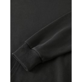 Mens Smile Letter Chest Print Kangaroo Pocket Drawstring Hoodies Winter